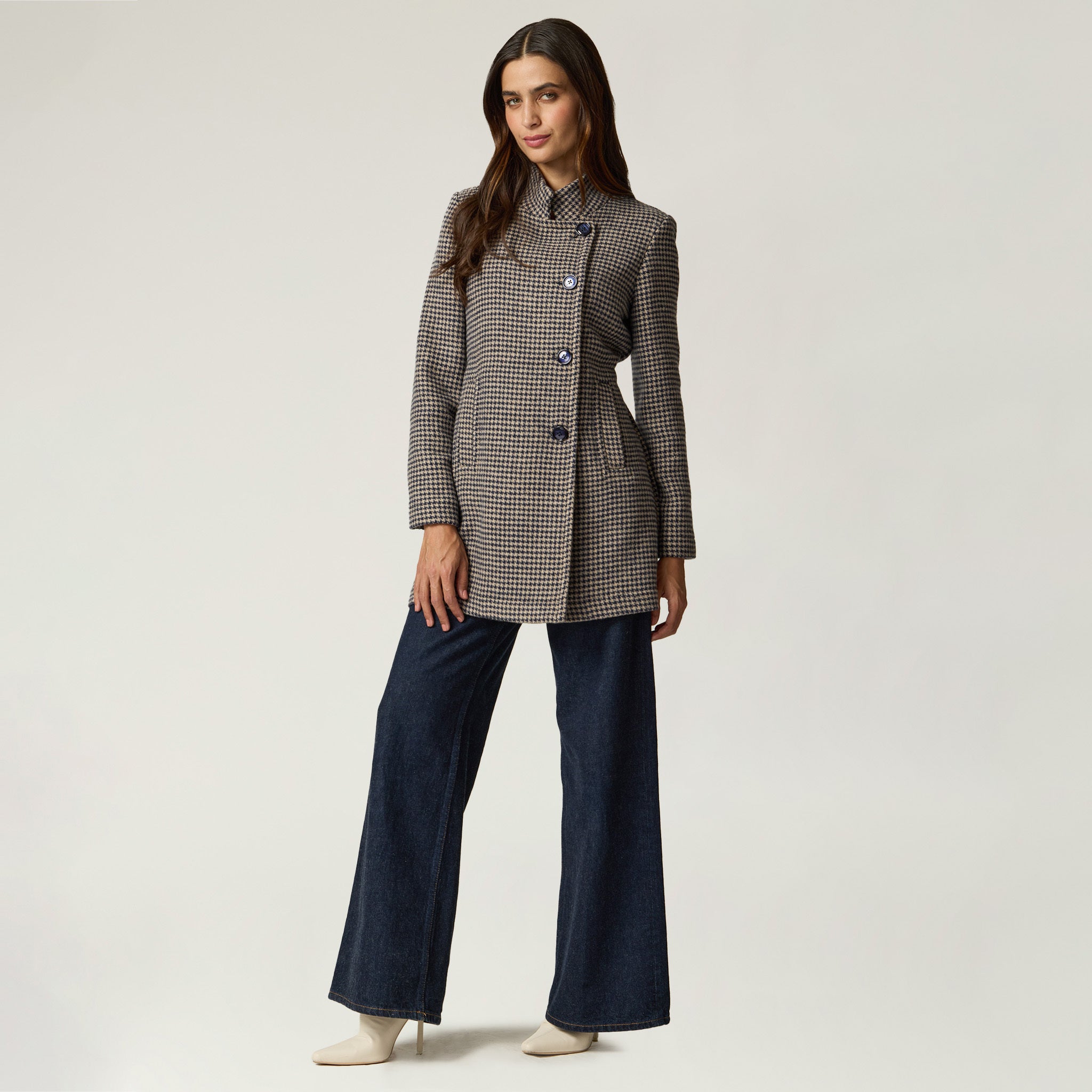 Abrigo Doble Cruce Marino Mujer