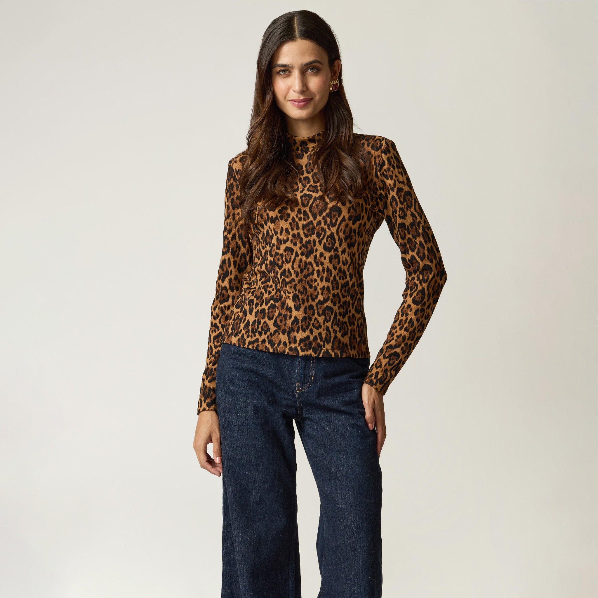 Blusa Animal Print para mujer Cuello Alto