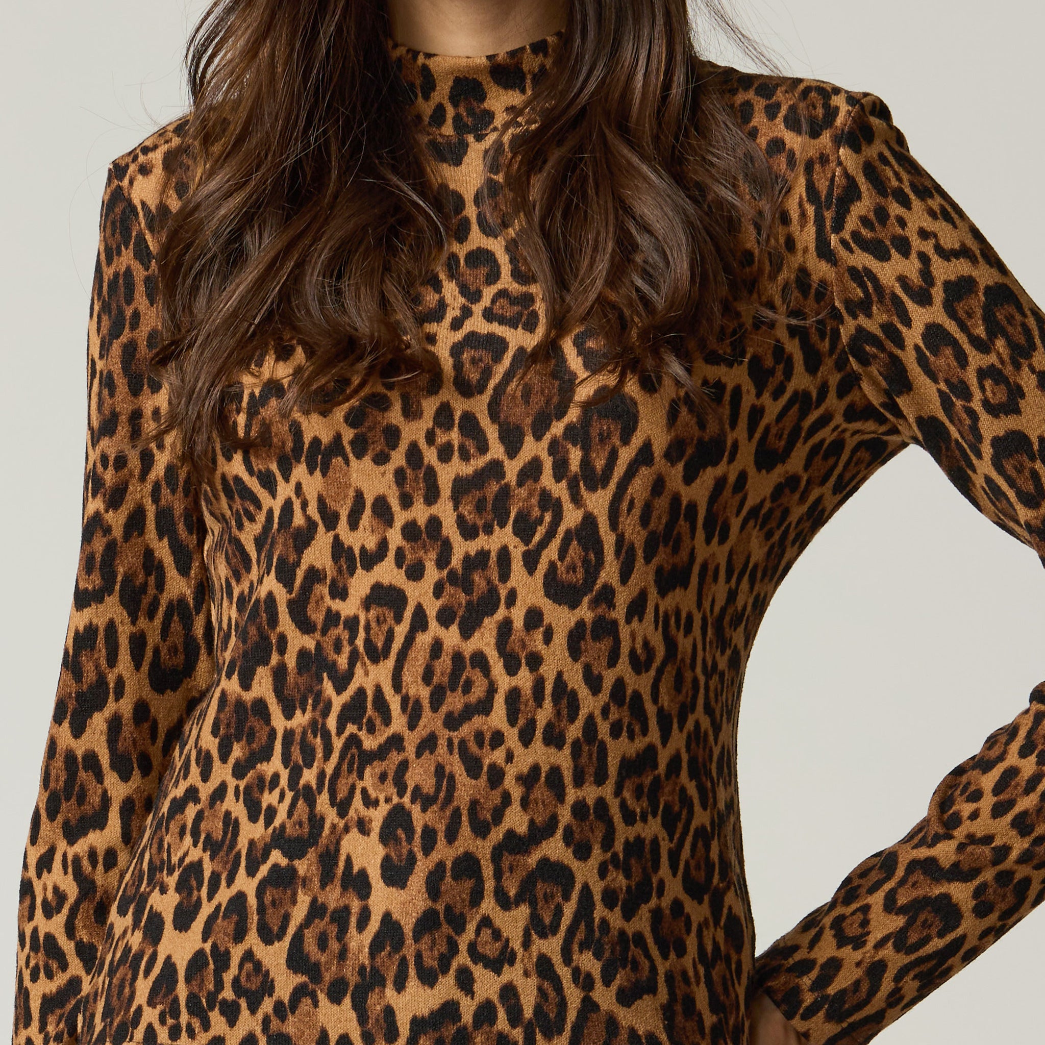 Blusa Animal Print para mujer Cuello Alto