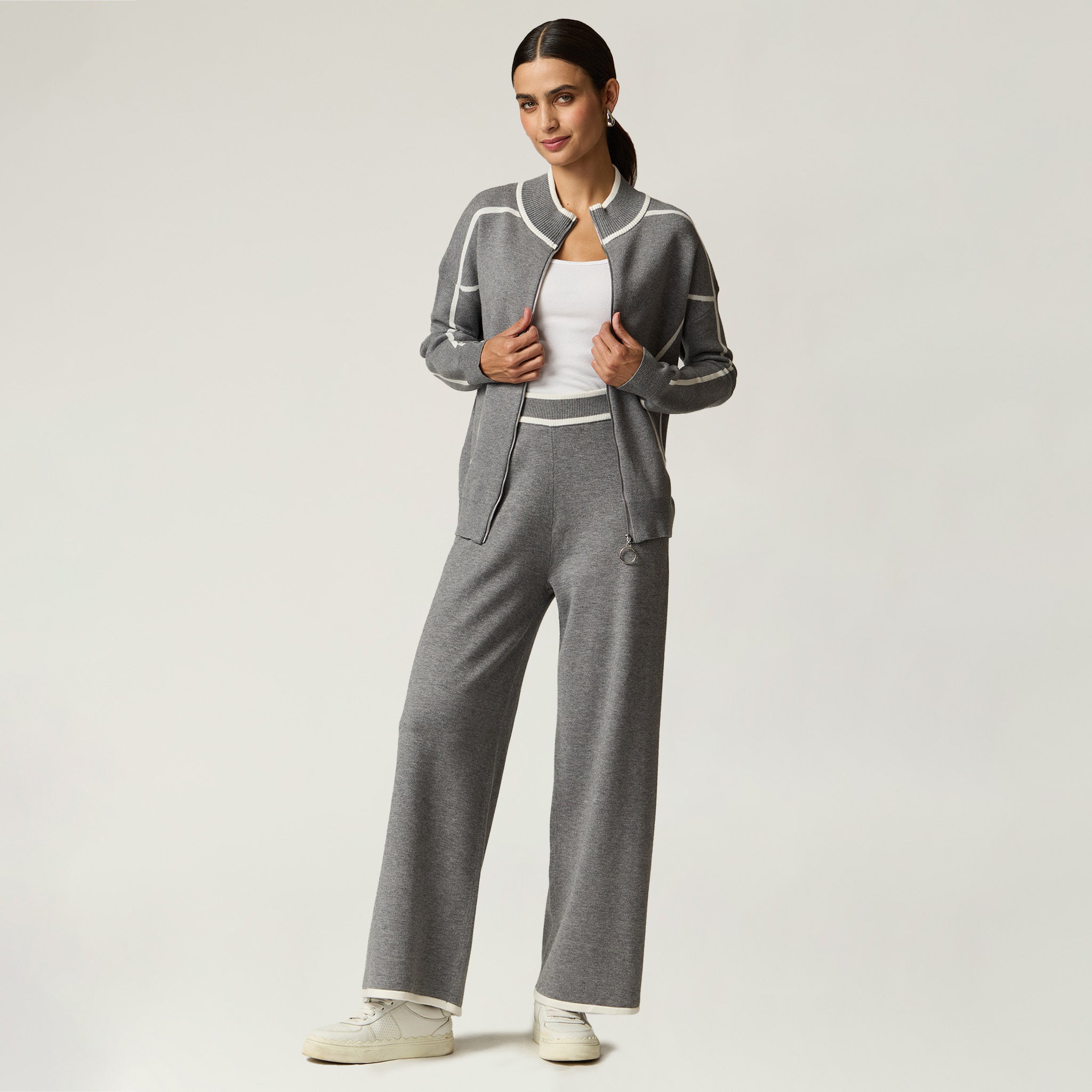 Pantalon Gris Punto con Elastico