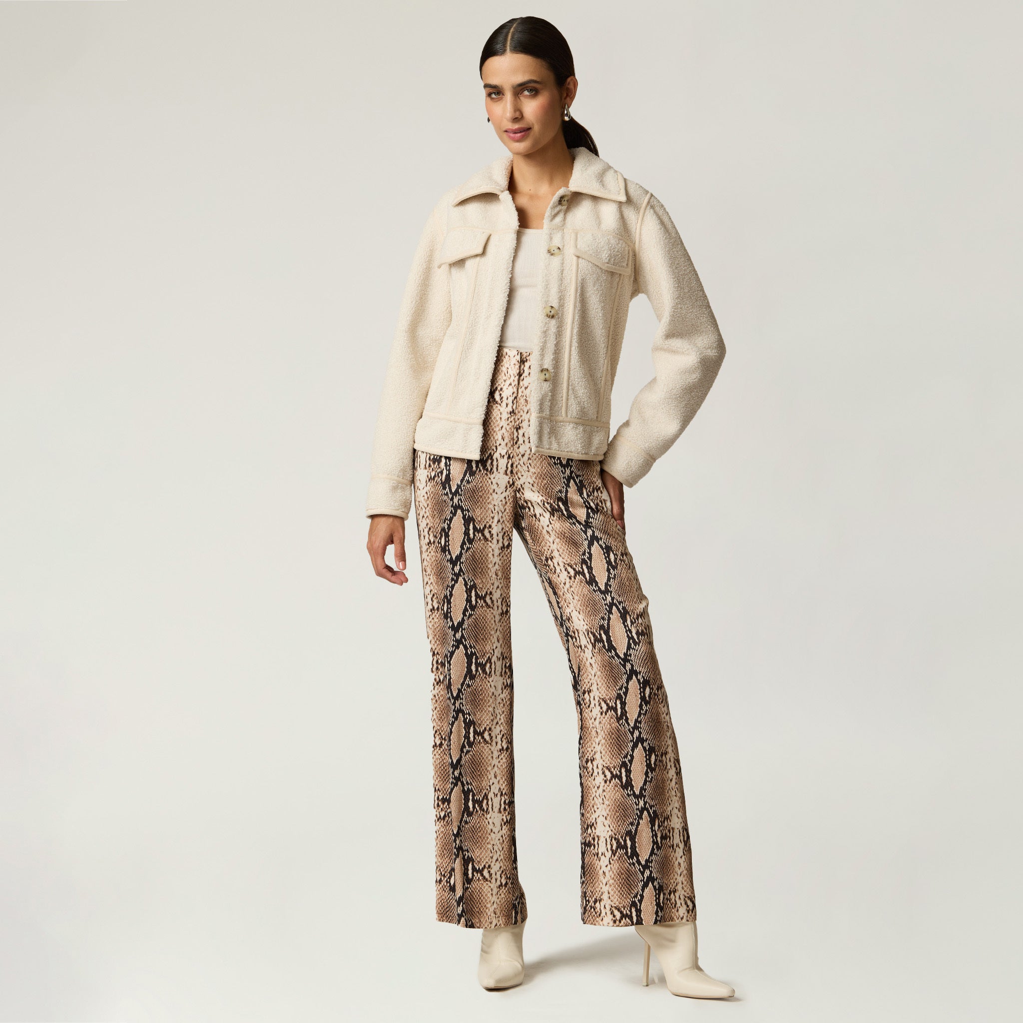 Pantalón Print Vibora Beige Mujer