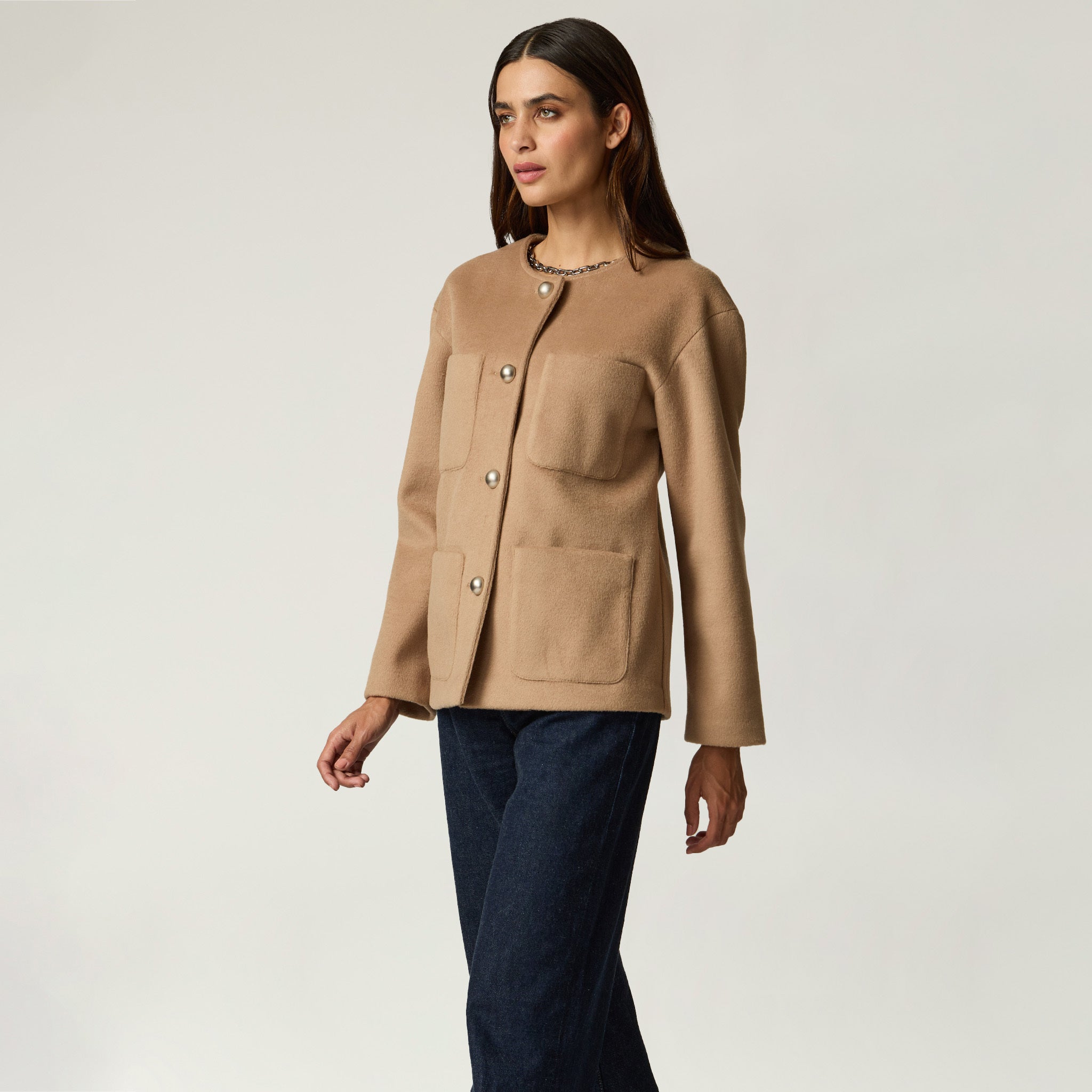 Blazer Beige Oversized Mujer