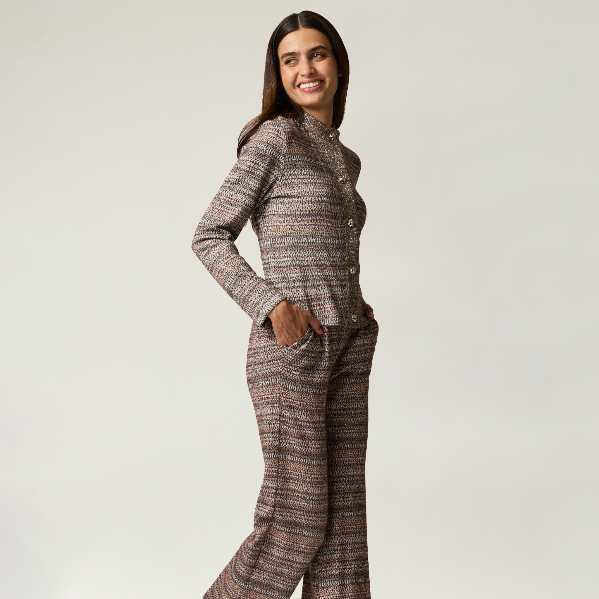 Suéter Café Estampado con Lurex Mujer