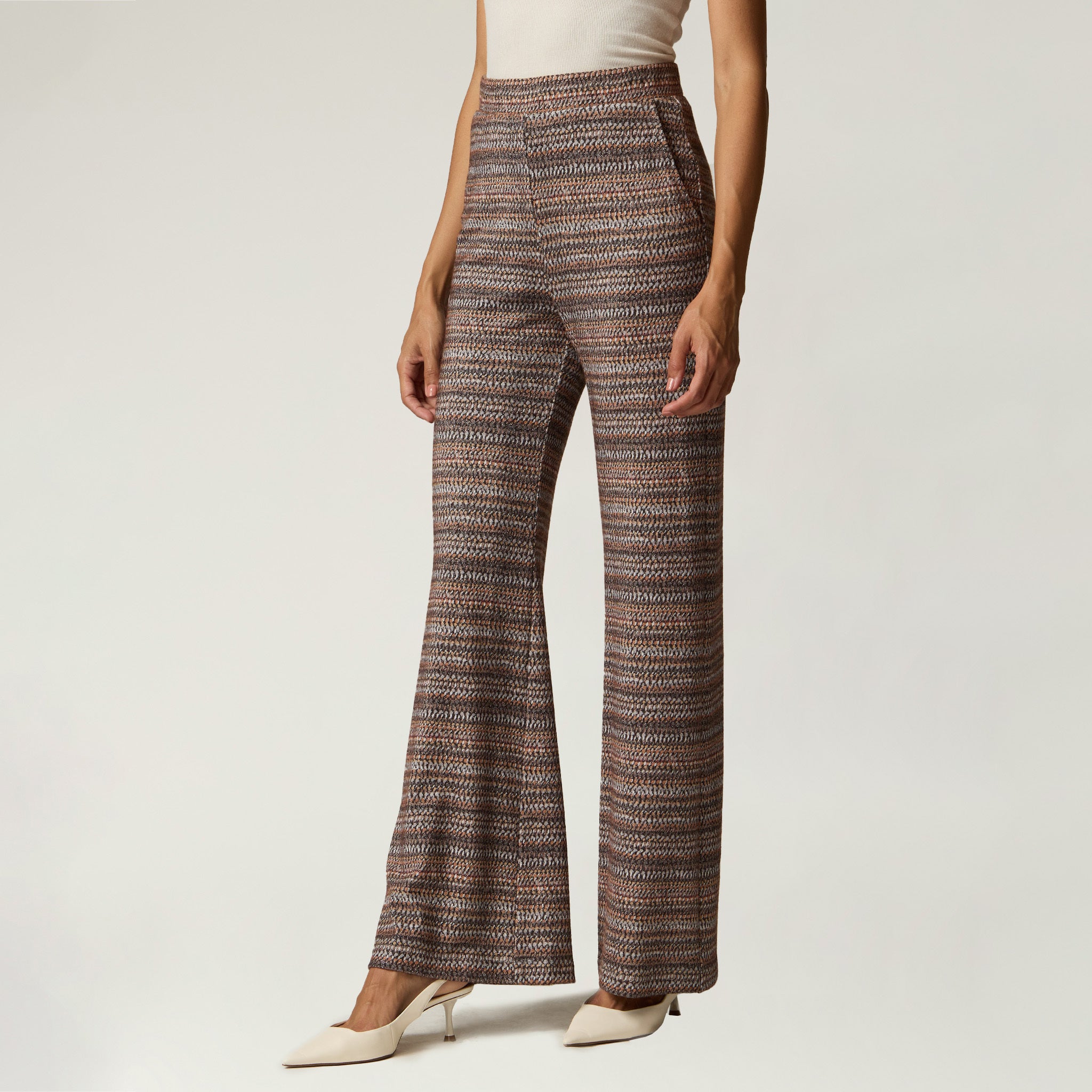 Pantalón Café Estampado con Lurex Mujer