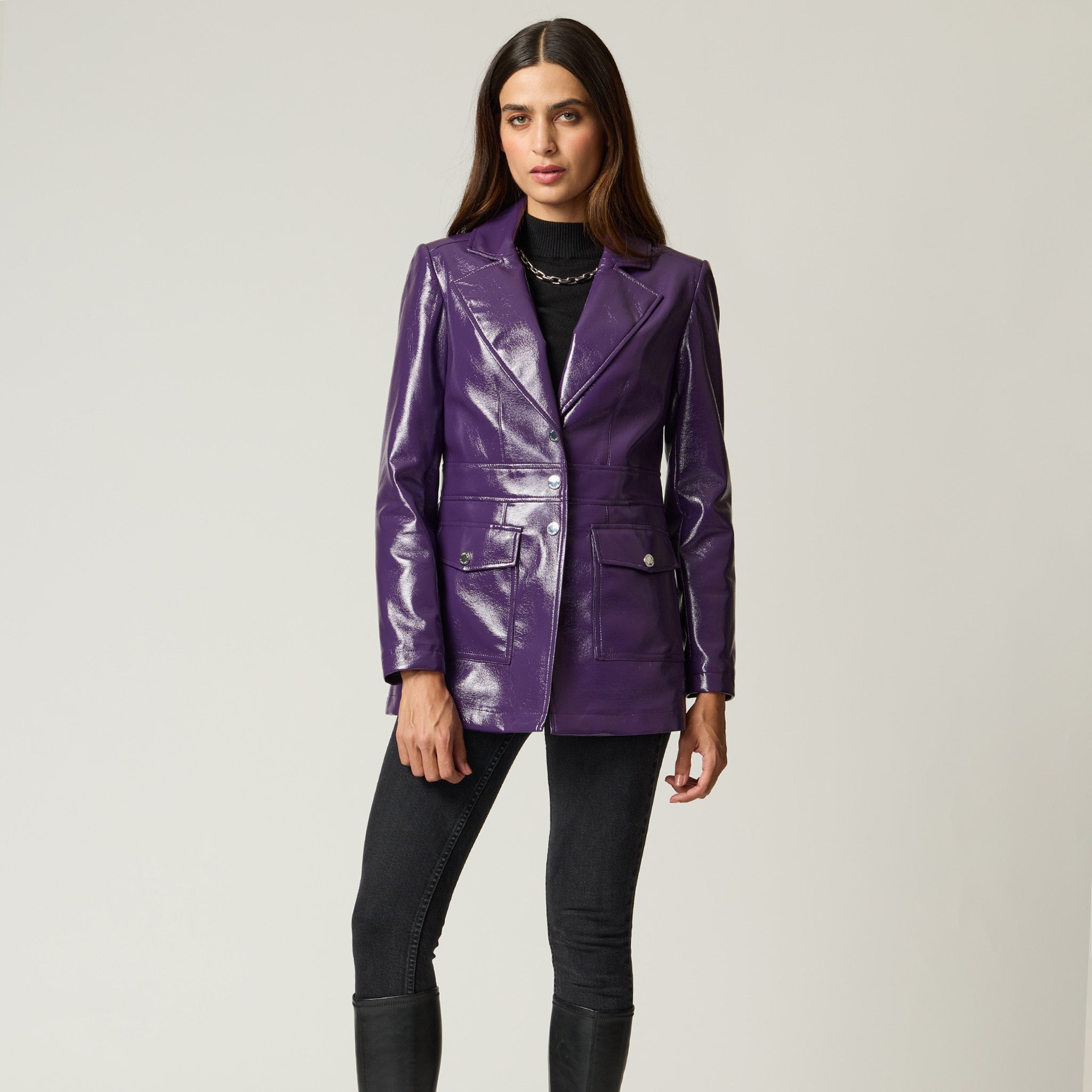 Chamarra Morado Tacto Piel