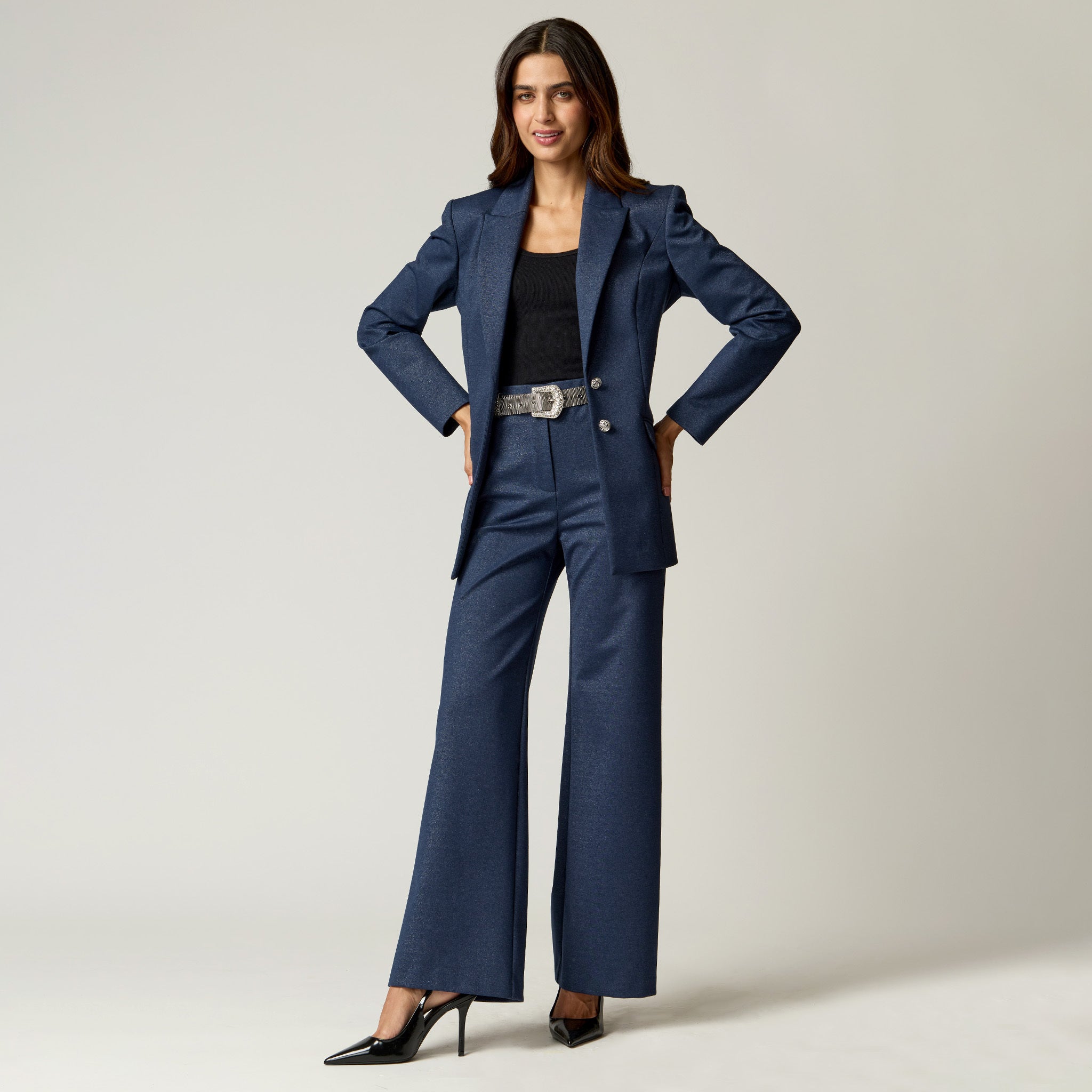 Pantalón con Lurex Azul