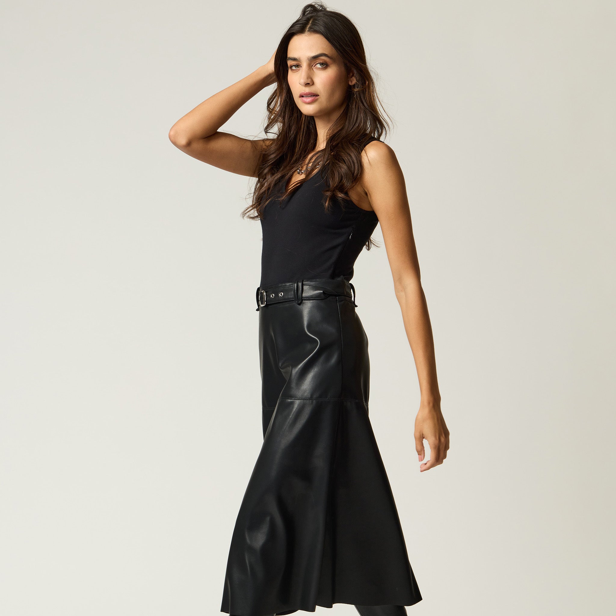 Vestido A Cinturón Negro