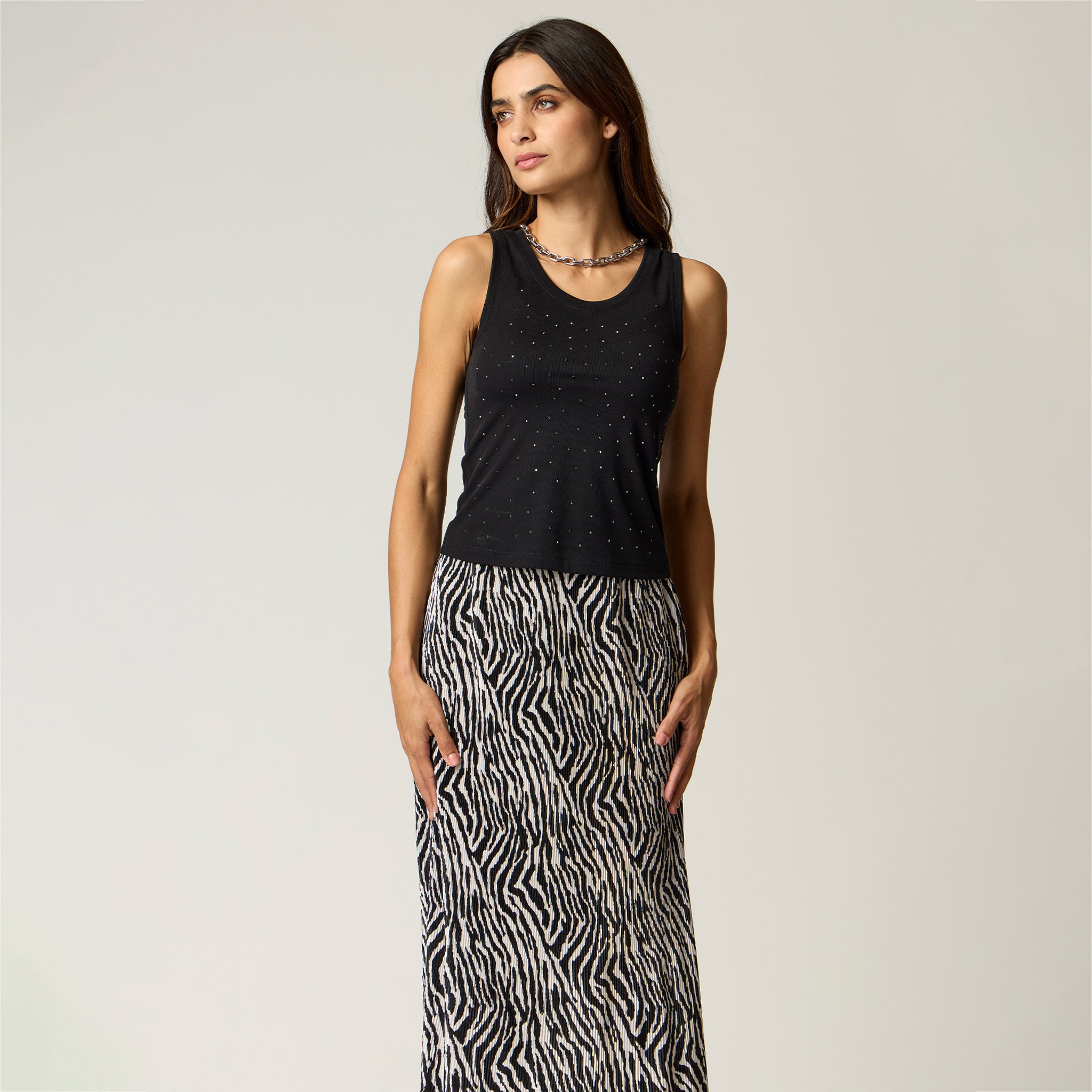 Top Liso Con Transfer Mujer