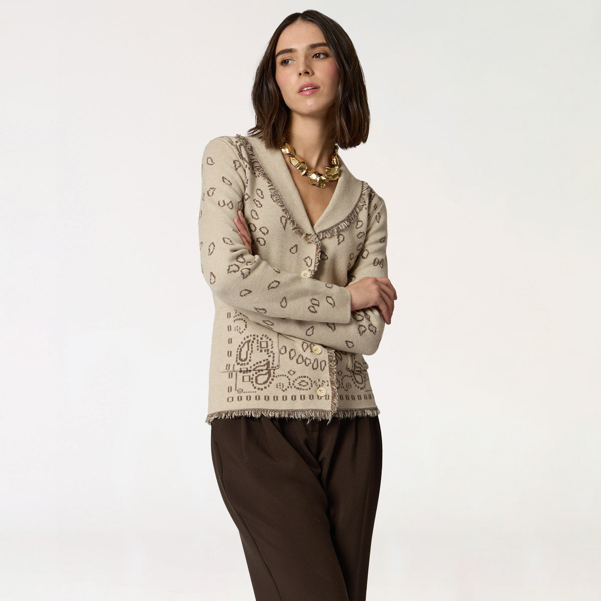 Suéter Beige Estampado