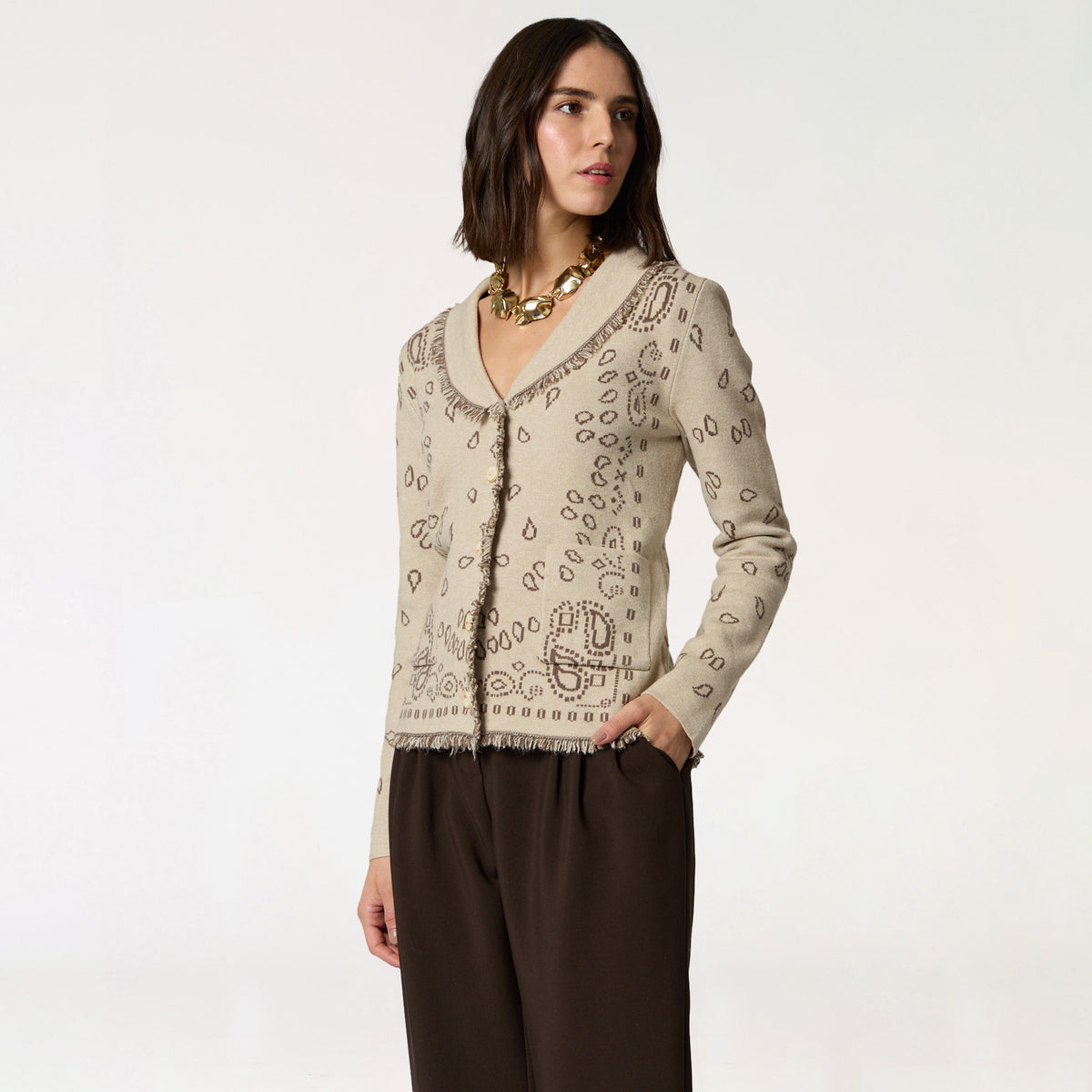 Suéter Beige Estampado