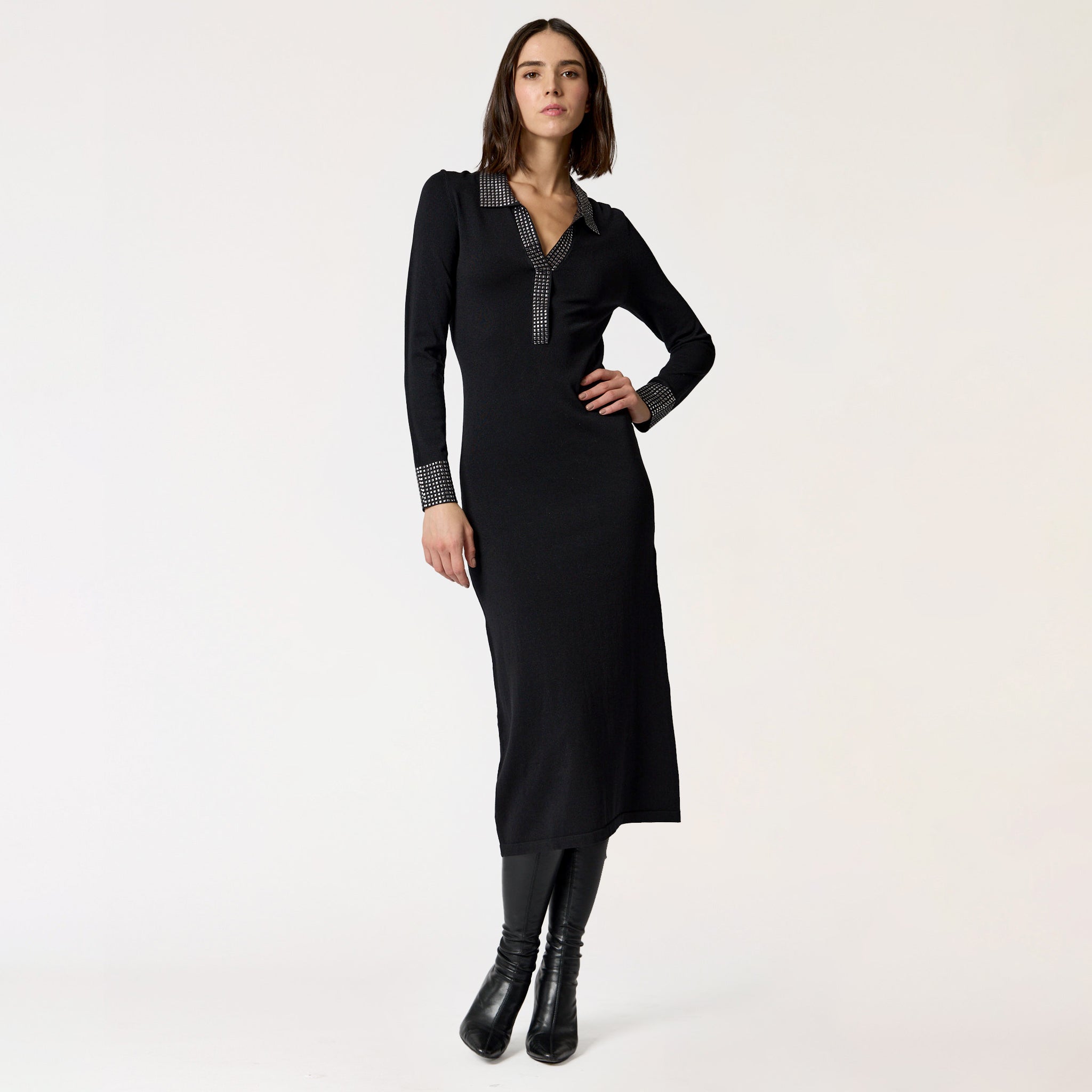 Vestido Largo de Punto Negro