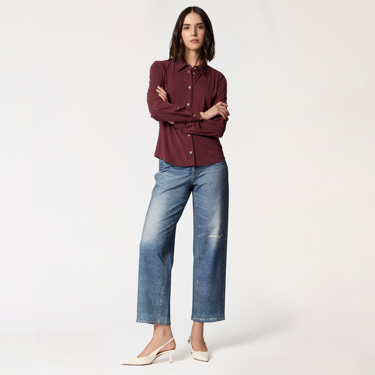 Blusa Camisera Vino