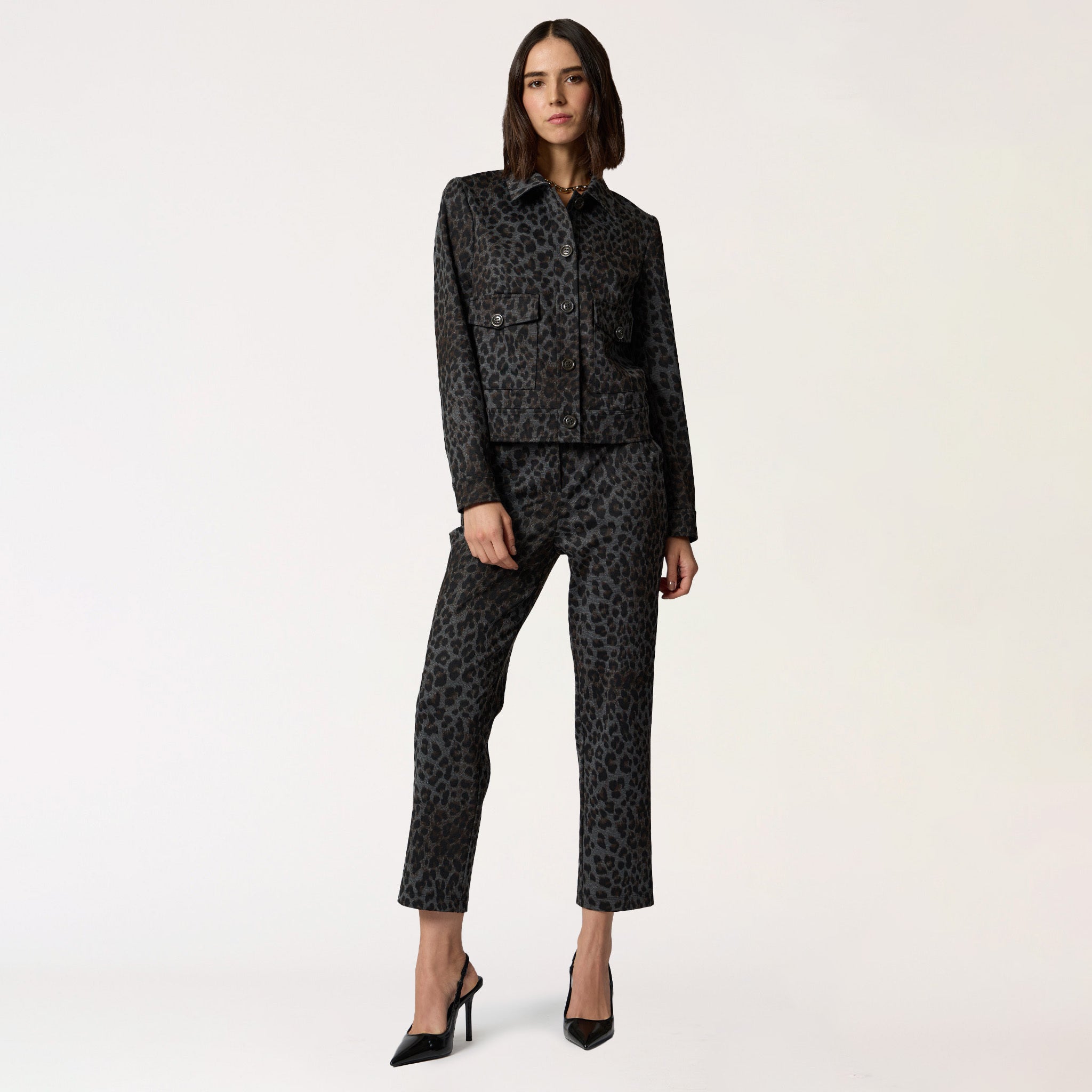 Chamarra Gris Animal Print