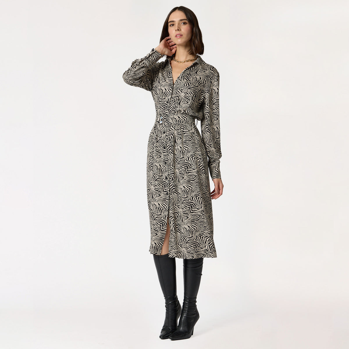 Vestido Beige Estampado