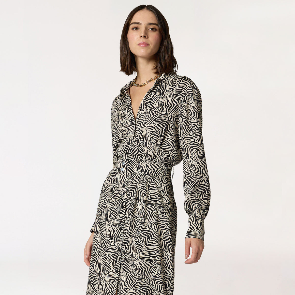 Vestido Beige Estampado