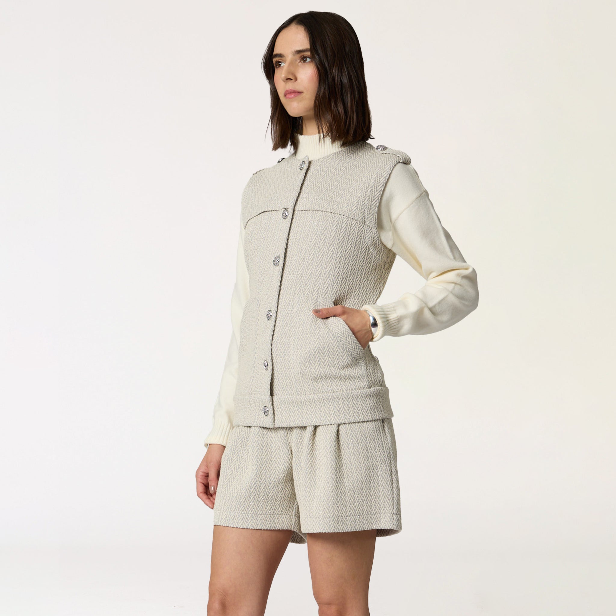 Chaleco Gris Estampado